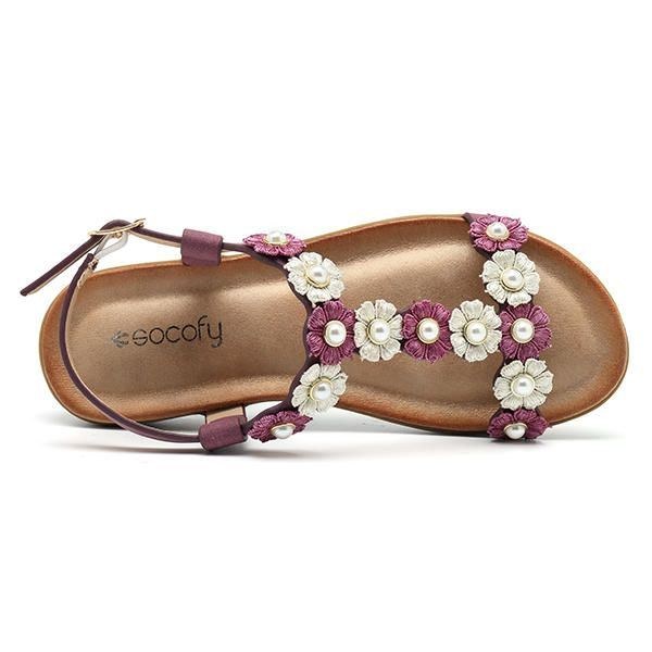 Dam Blommor Bohemian Soft Flat Clip Toe Beach Tofflor