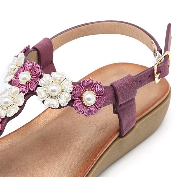 Dam Blommor Bohemian Soft Flat Clip Toe Beach Tofflor