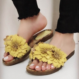 Dam Blommor Dekor Öppnad Toe Comfy Slide Sandaler