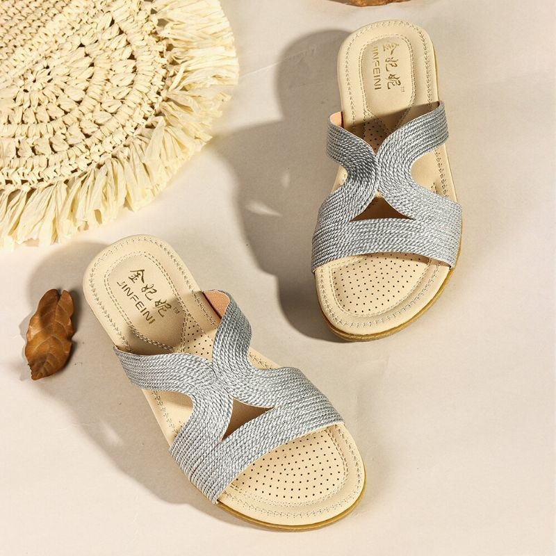 Dam Bohemia Weave Cut-out Casual Comfy Wearable Wedges Sandaler