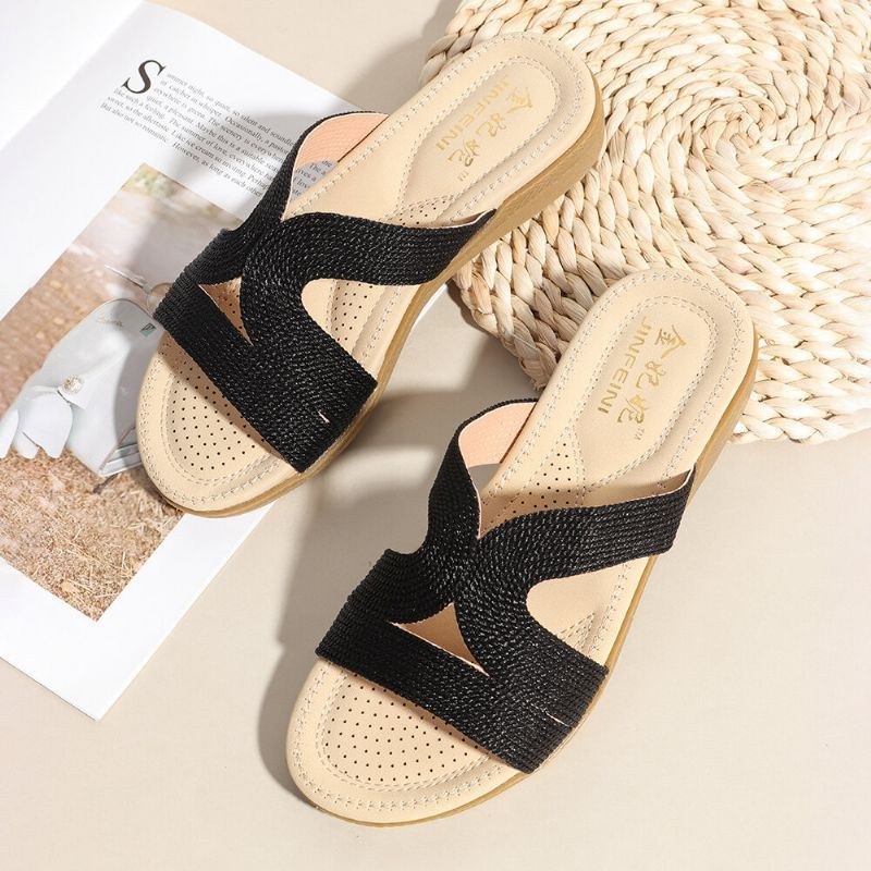 Dam Bohemia Weave Cut-out Casual Comfy Wearable Wedges Sandaler