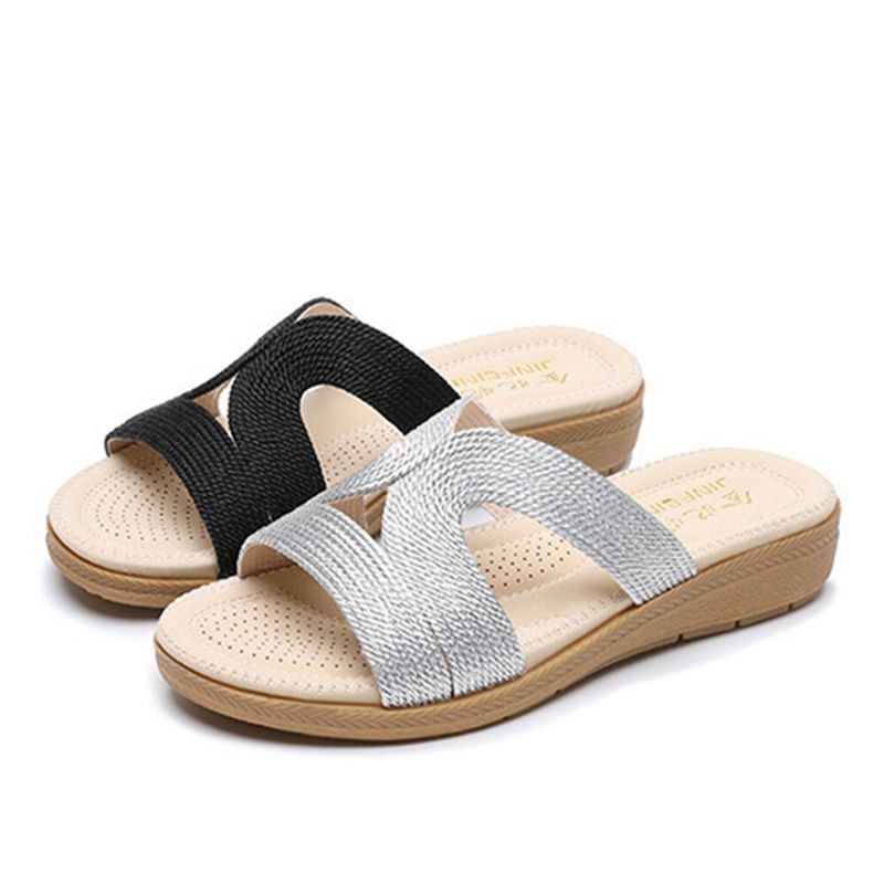 Dam Bohemia Weave Cut-out Casual Comfy Wearable Wedges Sandaler