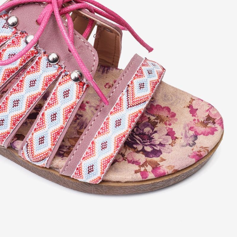 Dam Bohemian Brodered Folkways Open Toe Spänne Casual Summer Beach Flat Sandaler