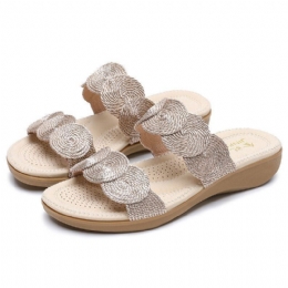 Dam Bohemian Double Band Woven Beach Casual Wedges Sandaler