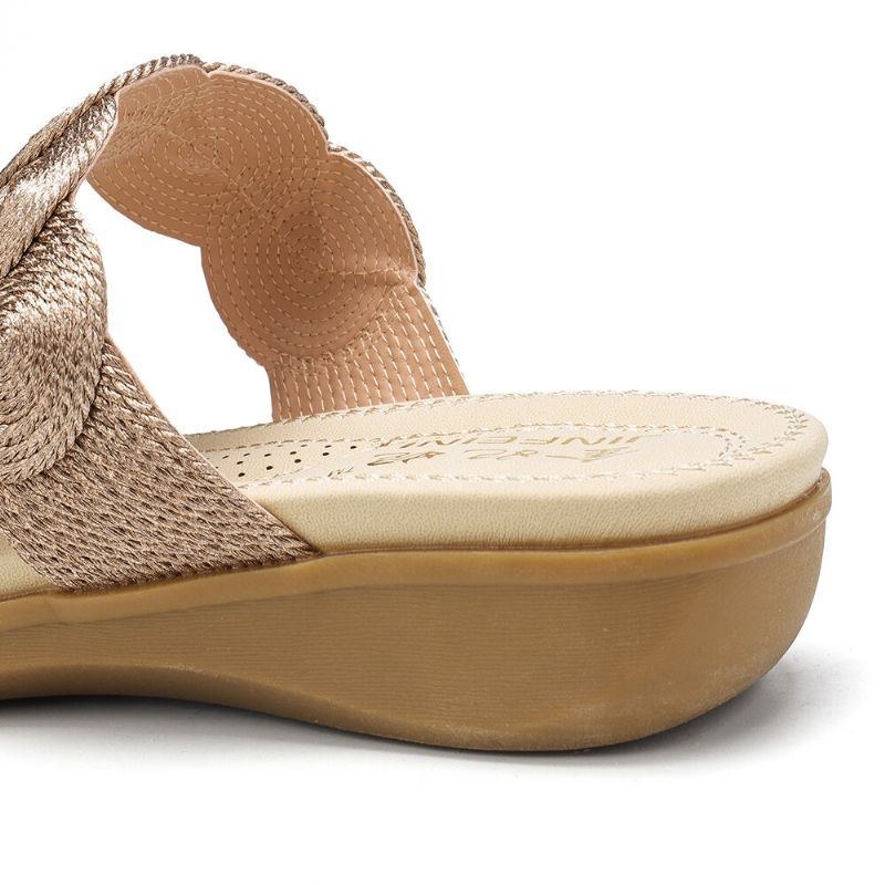 Dam Bohemian Double Band Woven Beach Casual Wedges Sandaler