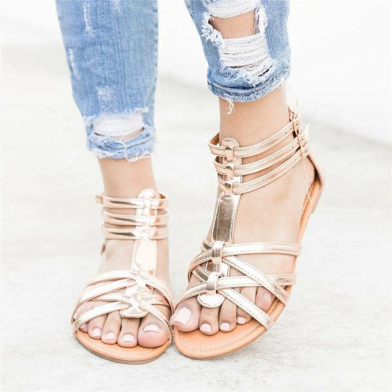 Dam Bohemian Folkways Open Toe Spänne Summer Beach Casual Flat Sandaler