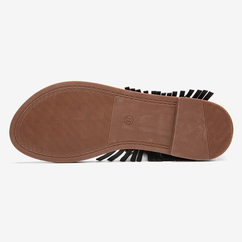 Dam Broderi Clip Toe Back Dragkedja Mid Claf Flat Sandaler