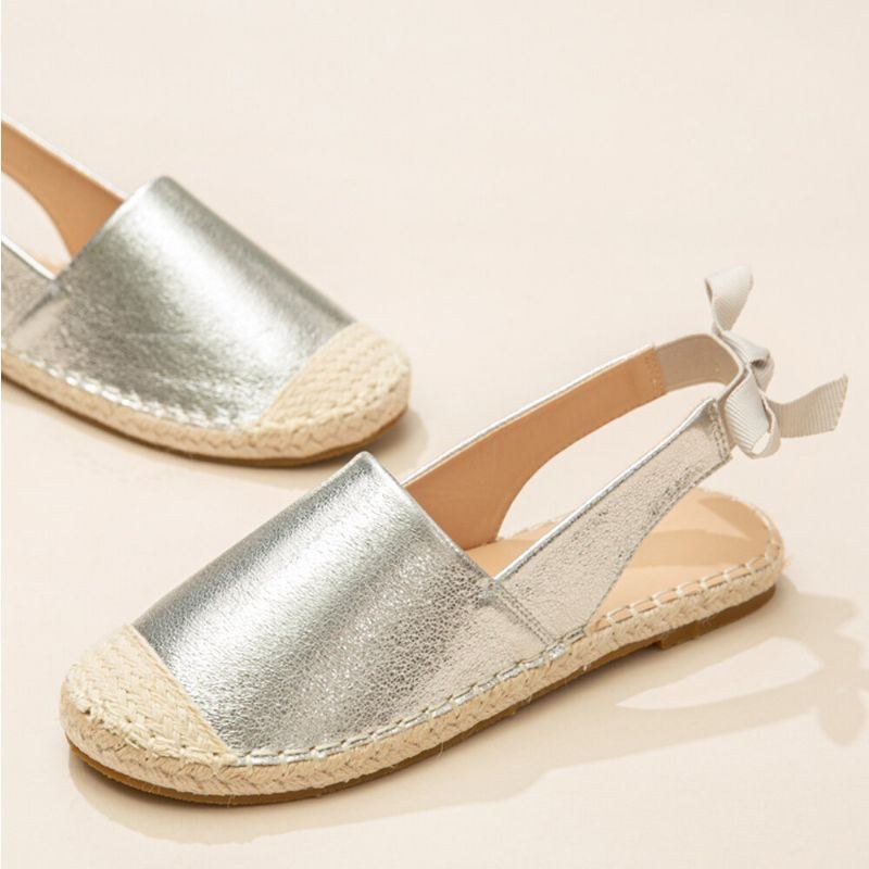 Dam Casual Closed Toe Rowknot Häl Espadrille Splicing Flats Fisherman's Sandals