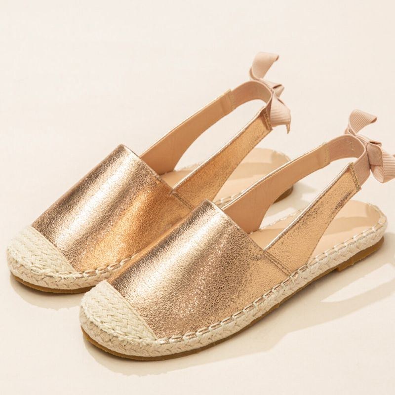 Dam Casual Closed Toe Rowknot Häl Espadrille Splicing Flats Fisherman's Sandals