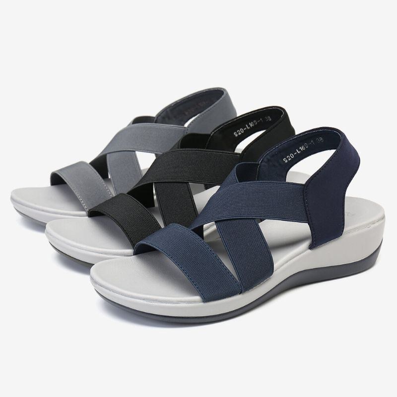 Dam Comfy Cross Elastisk Strap Mjuka Sportsandaler