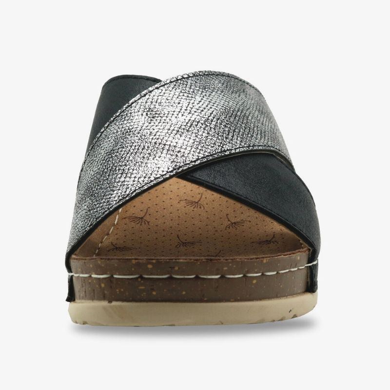 Dam Cross Splicing Öppen Tå Bekväma Sommar Casual Wedge Sandaler