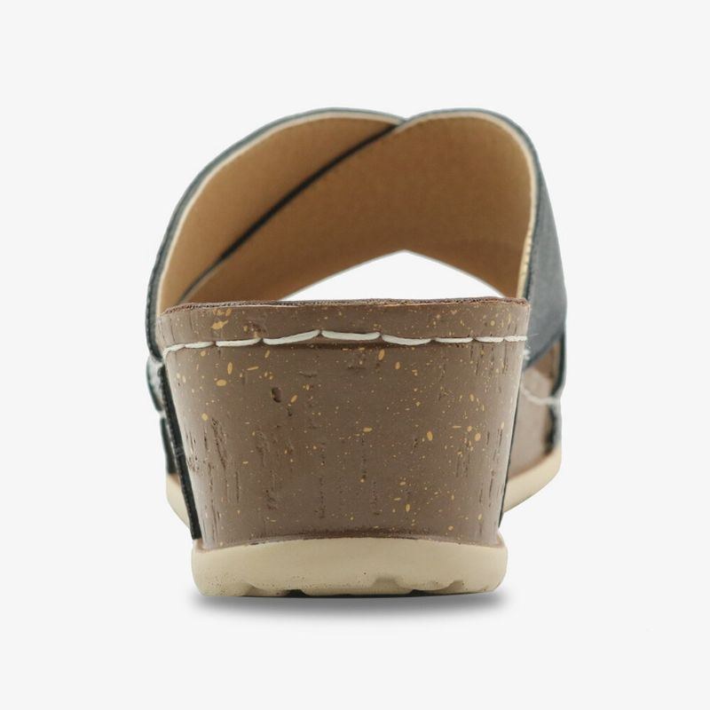 Dam Cross Splicing Öppen Tå Bekväma Sommar Casual Wedge Sandaler