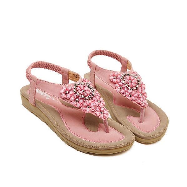 Dam Diamond Bohemian Casual Outdoor Beach Flower Flat Sandaler