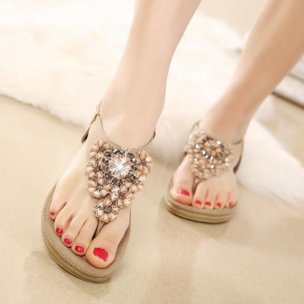 Dam Diamond Bohemian Casual Outdoor Beach Flower Flat Sandaler