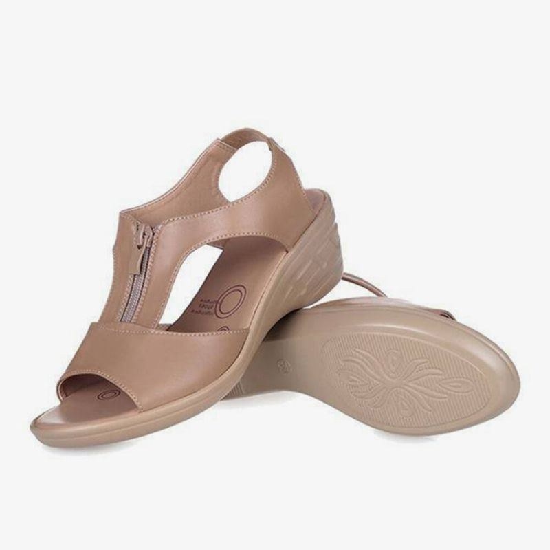 Dam Enfärgad Dragkedja Framtill Bärbara Casual Wedges-sandaler