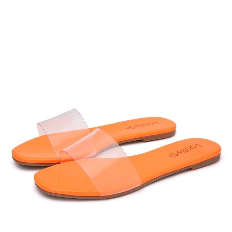 Dam Enfärgad Transparent Strap Casual Slide Sandaler