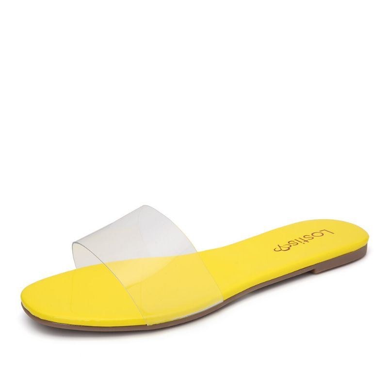 Dam Enfärgad Transparent Strap Casual Slide Sandaler