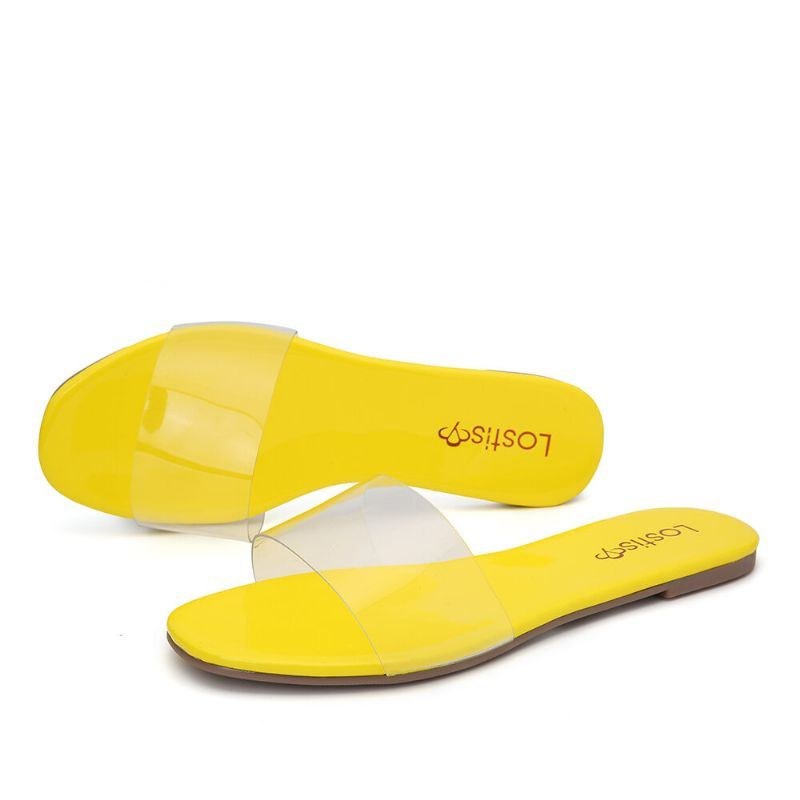 Dam Enfärgad Transparent Strap Casual Slide Sandaler