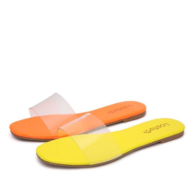 Dam Enfärgad Transparent Strap Casual Slide Sandaler