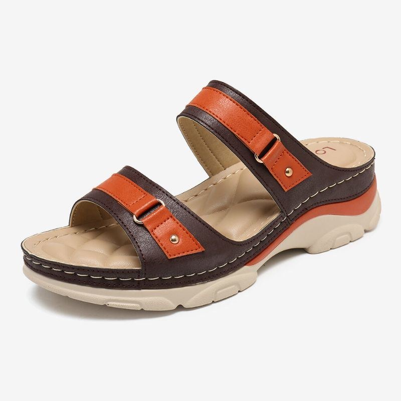 Dam Färg Splicing Comfy Open Toe Summer Wedge Sandaler