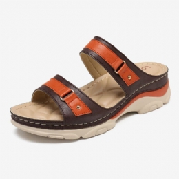 Dam Färg Splicing Comfy Open Toe Summer Wedge Sandaler