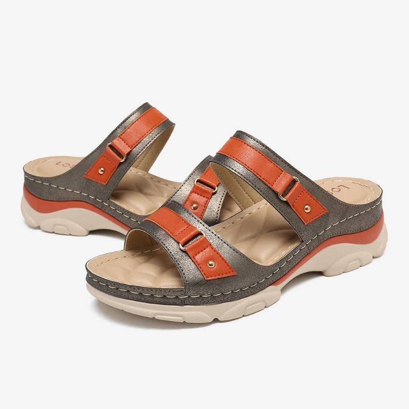 Dam Färg Splicing Comfy Open Toe Summer Wedge Sandaler