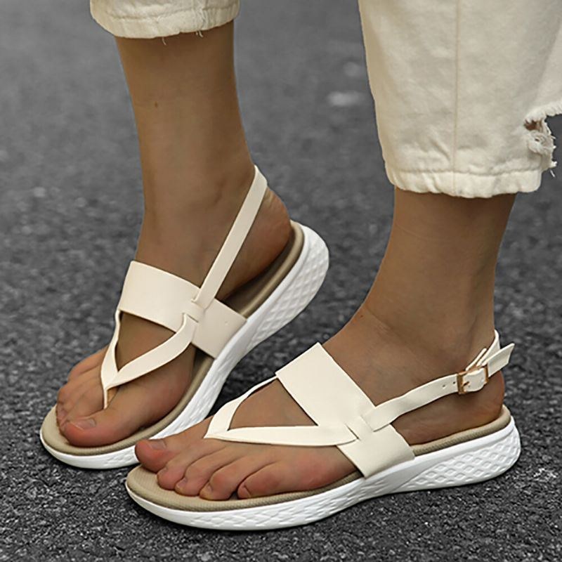 Dam Flip Flop Slingback Spänne Mjuk Sula Casual Flat Sandaler