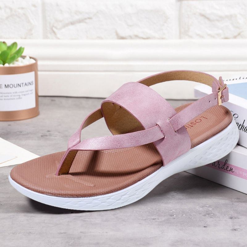 Dam Flip Flop Slingback Spänne Mjuk Sula Casual Flat Sandaler