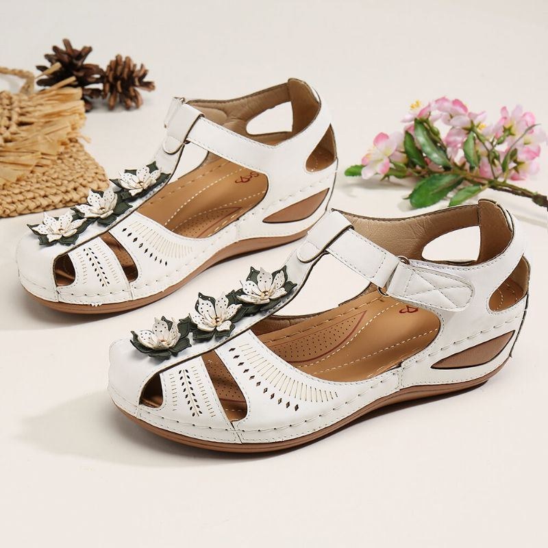 Dam Flower Decro Cutout Krokögla Andas Casual Wedge Sandaler