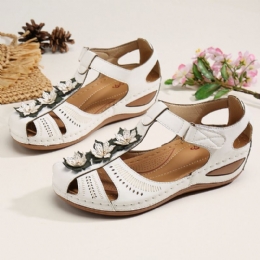 Dam Flower Decro Cutout Krokögla Andas Casual Wedge Sandaler