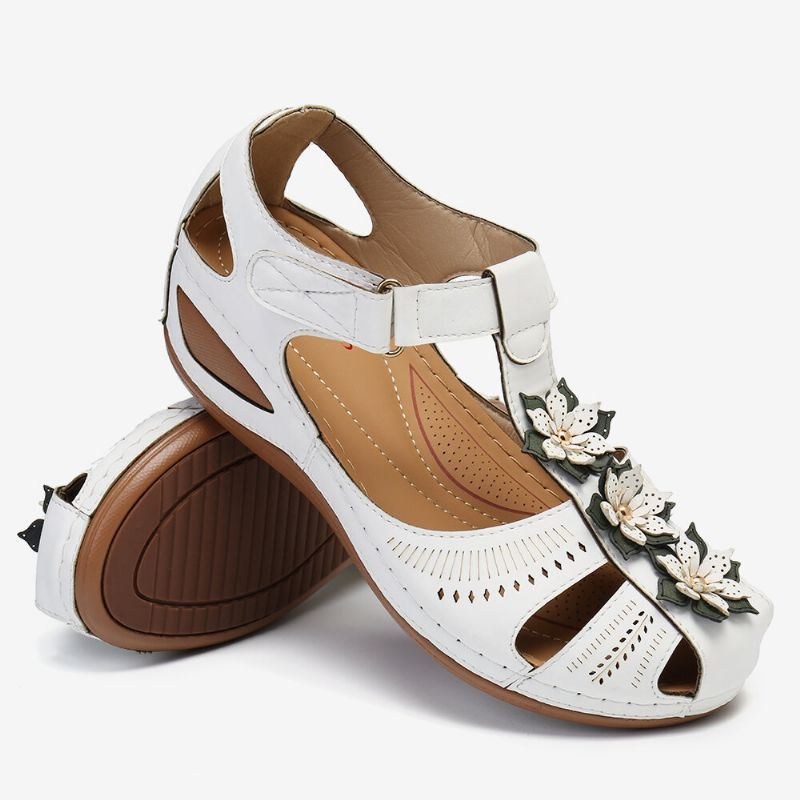 Dam Flower Decro Cutout Krokögla Andas Casual Wedge Sandaler