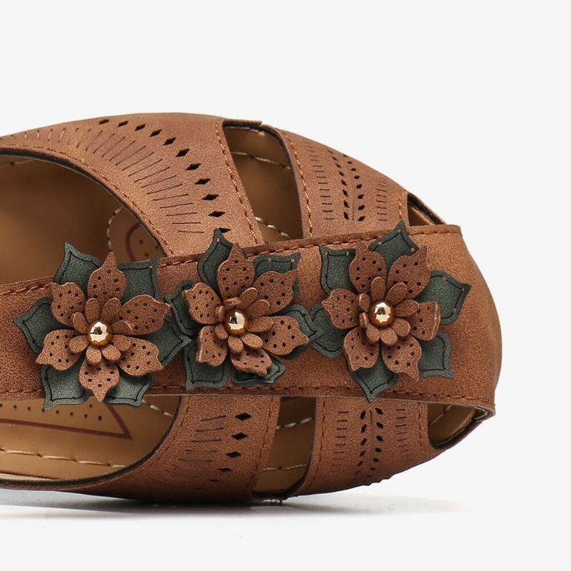 Dam Flower Decro Cutout Krokögla Andas Casual Wedge Sandaler