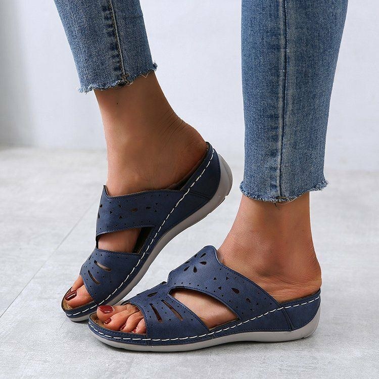 Dam Hollow Comfy Halkfri Casual Slip On Wedges-sandaler