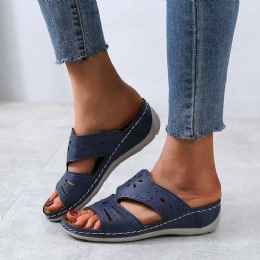 Dam Hollow Comfy Halkfri Casual Slip On Wedges-sandaler