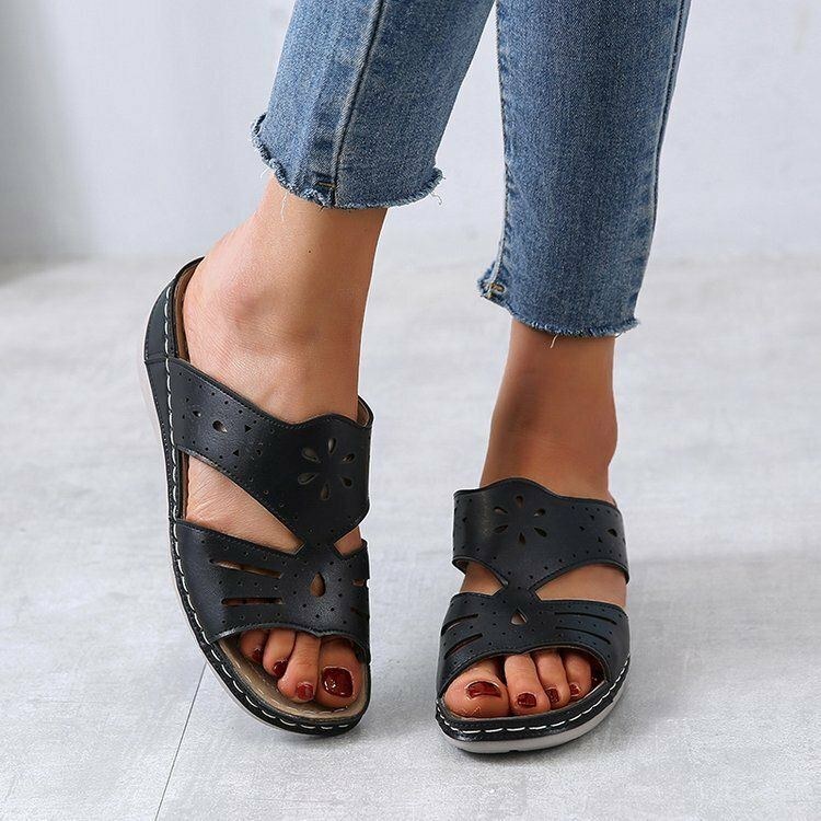 Dam Hollow Comfy Halkfri Casual Slip On Wedges-sandaler