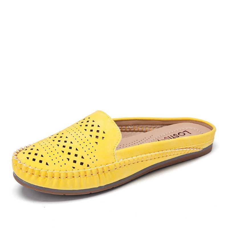 Dam Hollow Out Andas Casual Comfy Backless Flats Sandaler