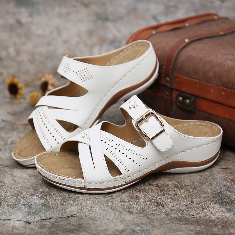 Dam Hollow Out Andas Öppen Tåspänne Summer Casual Wedge Sandaler