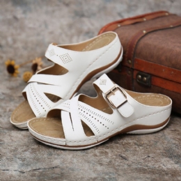 Dam Hollow Out Andas Öppen Tåspänne Summer Casual Wedge Sandaler