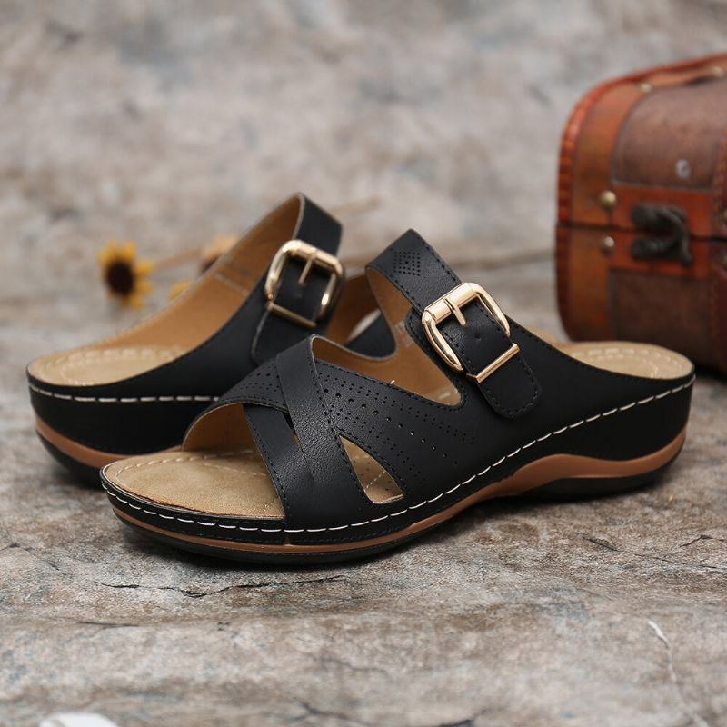 Dam Hollow Out Andas Öppen Tåspänne Summer Casual Wedge Sandaler