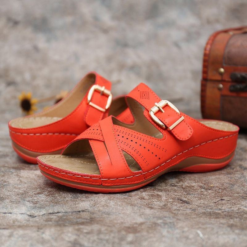 Dam Hollow Out Andas Öppen Tåspänne Summer Casual Wedge Sandaler