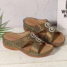 Dam Hollow Out Öppnad Toe Beach Wedges Casual Sandaler