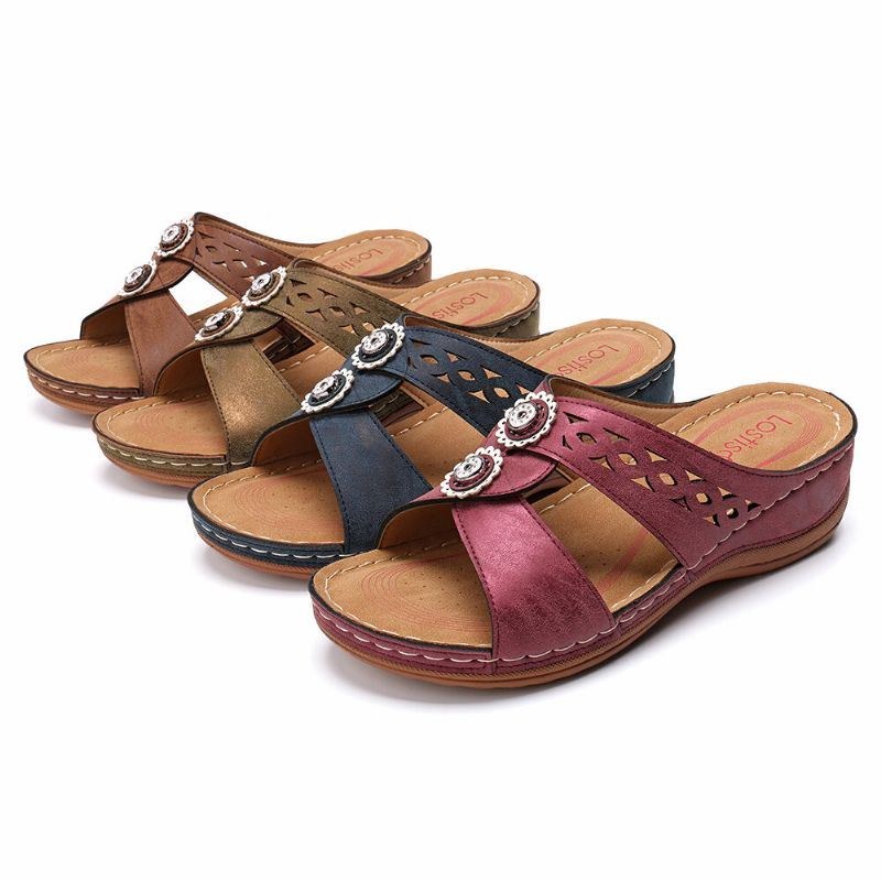 Dam Hollow Out Öppnad Toe Beach Wedges Casual Sandaler