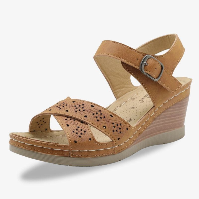 Dam Hollow Out Open Toe Spänne Casual Summer Wedge Sandaler