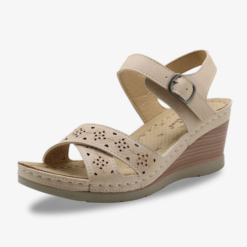 Dam Hollow Out Open Toe Spänne Casual Summer Wedge Sandaler