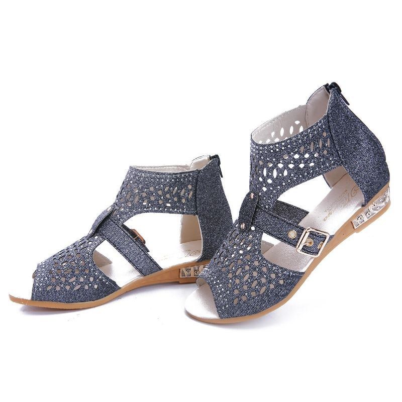 Dam Hollow Out Spänne Enfärgad Summer Beach Wedge Sandaler