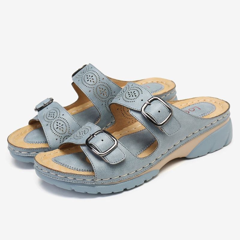 Dam Justerbar Rem Med Öppen Tå Slip On Casual Summer Wedge Sandaler