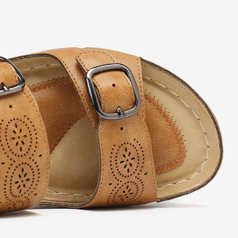 Dam Justerbar Rem Med Öppen Tå Slip On Casual Summer Wedge Sandaler