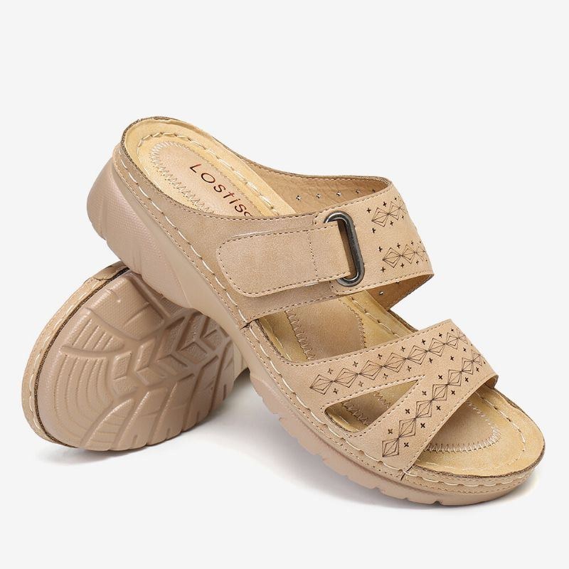 Dam Justerbar Rem Med Öppen Tå Slip On Casual Summer Wedge Sandaler