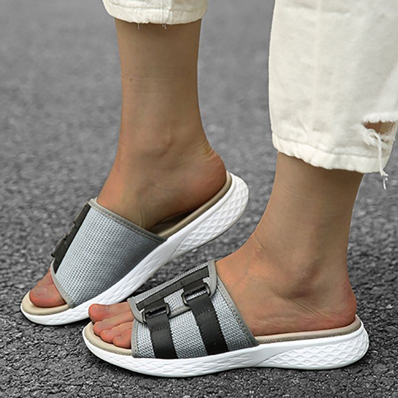 Dam Med Öppen Tå Slip On Casual Summer Daily Flat Sandaler