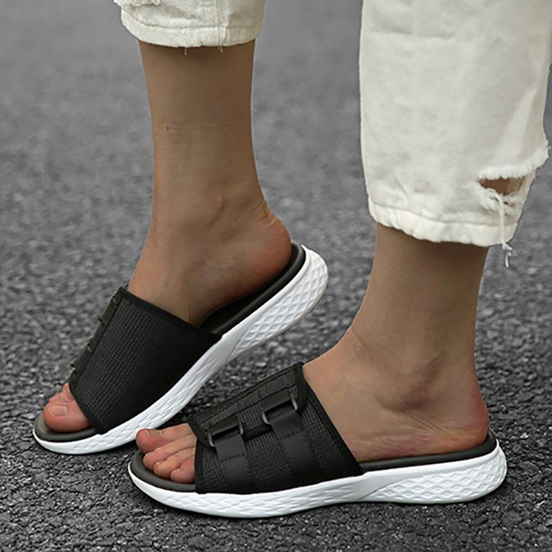 Dam Med Öppen Tå Slip On Casual Summer Daily Flat Sandaler